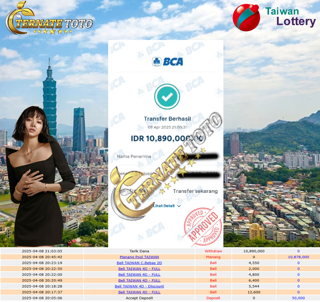 TERNATETOTO - MENANG TAIWAN POOLS Rp. 10,890,000,-